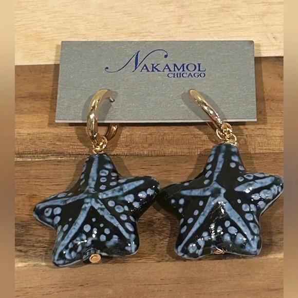Ocean Blue Starfish earrings made by Nakamol Made In Thailand. NWTS - Picture 5 of 5